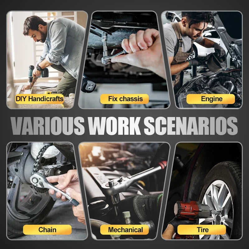 60/ 64PCS  CR-V Steel Socket Set+🎁Free ratchet wrench included.