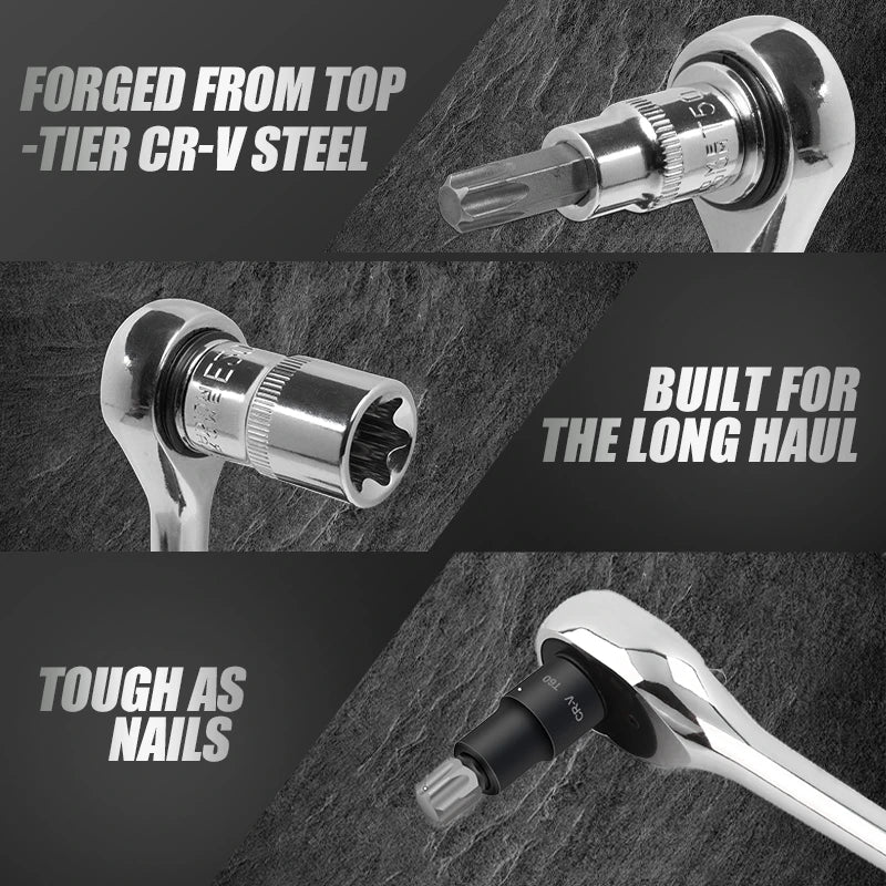 60/ 64PCS  CR-V Steel Socket Set+🎁Free ratchet wrench included.
