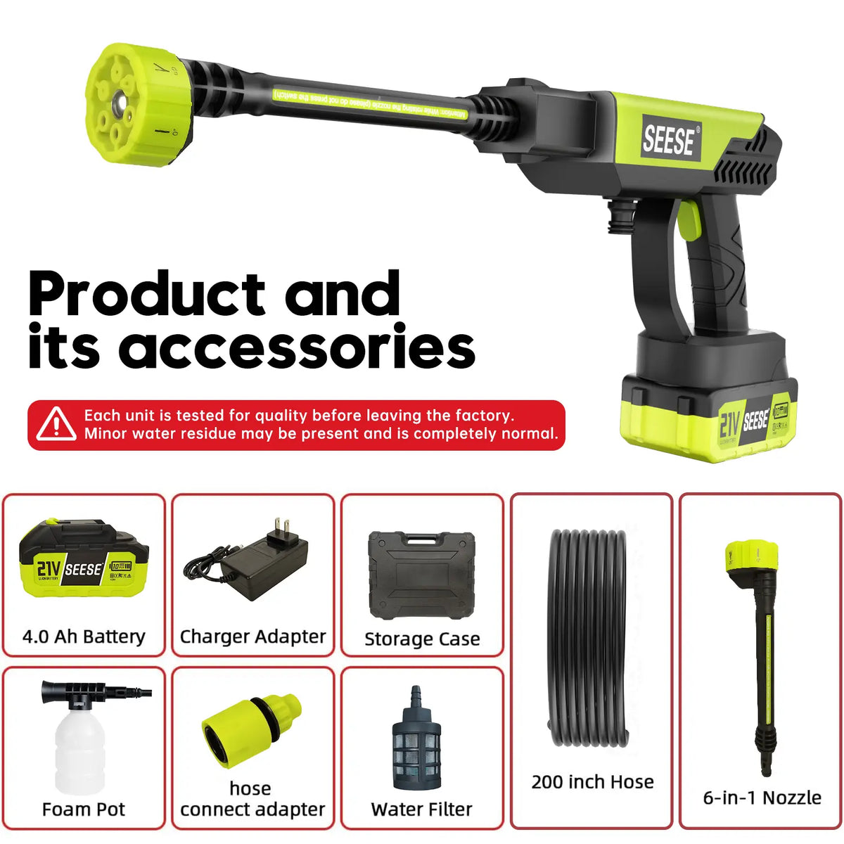 SEESE Cordless Pressure Washer for Car & Home Cleaning